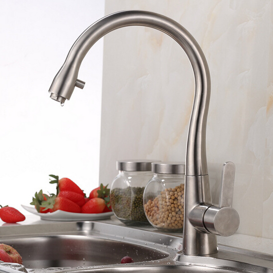 Portici Stainless Steel Brushed Nickel Single Handle Kitchen Faucet